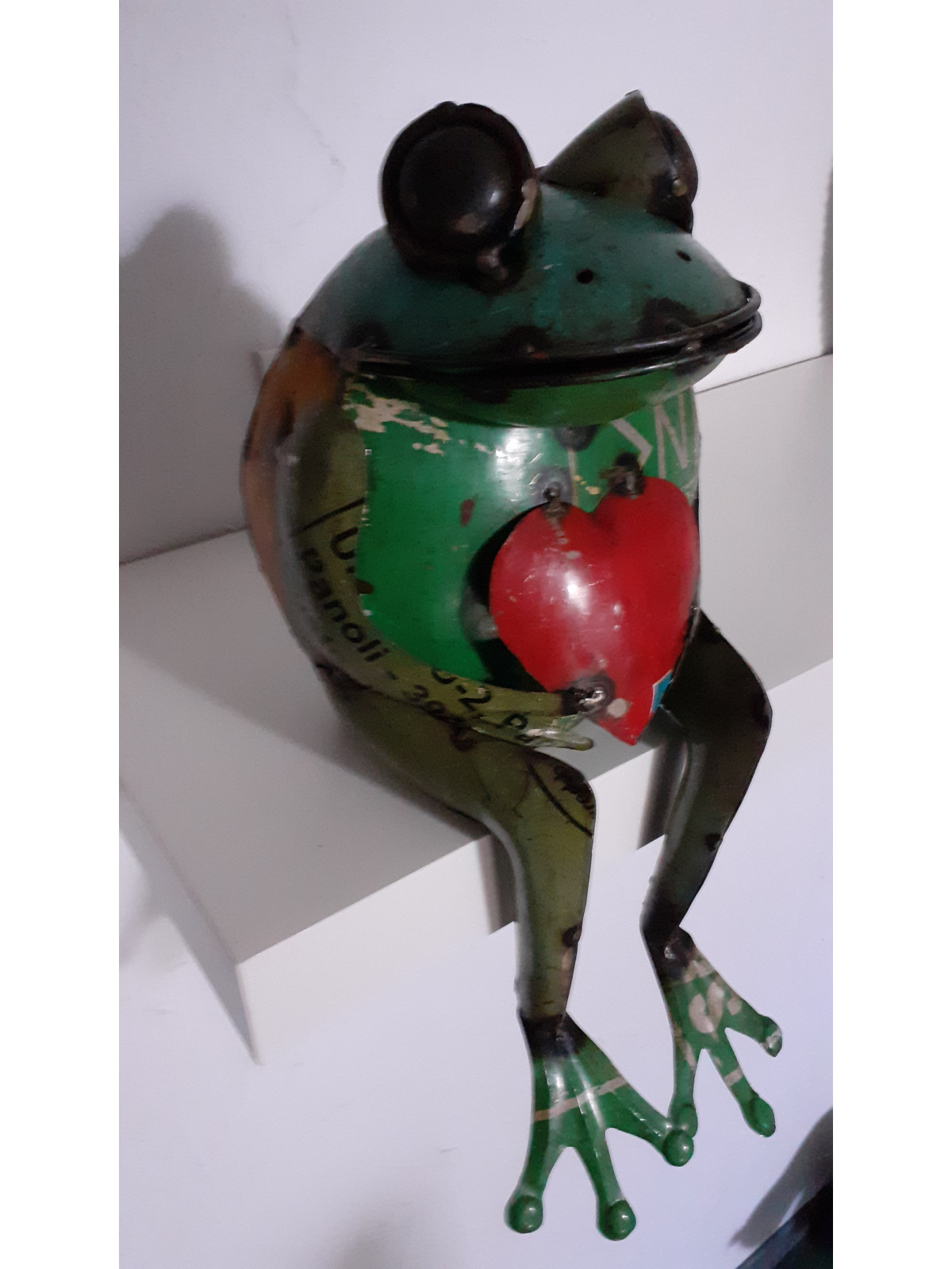 Grenouille  coeur L en métal  recyclé