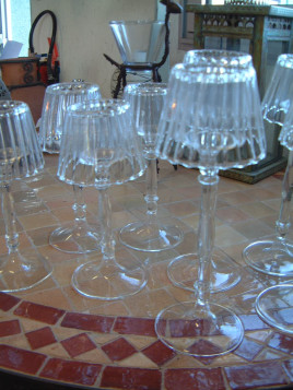 Set de 2 lampes porte-bougie  en verre transparent